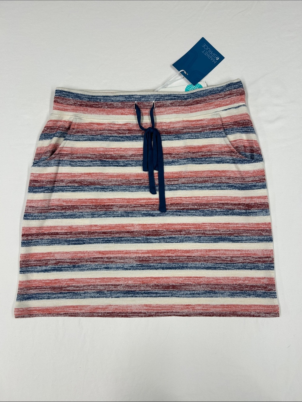 Market & Spruce Striped Knit Mini Skirt in Red, Navy & Cream